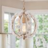 Gold Pendant Light Fixture for Girl Room, Adjustable Chain Decorative Elegant Hanging Lamp, White Flower Chandelier for Bedroom, Living Room